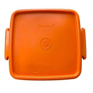 Tupperware 6.25” Square Storage Container Sandwich Hard Plastic Vintage Orange